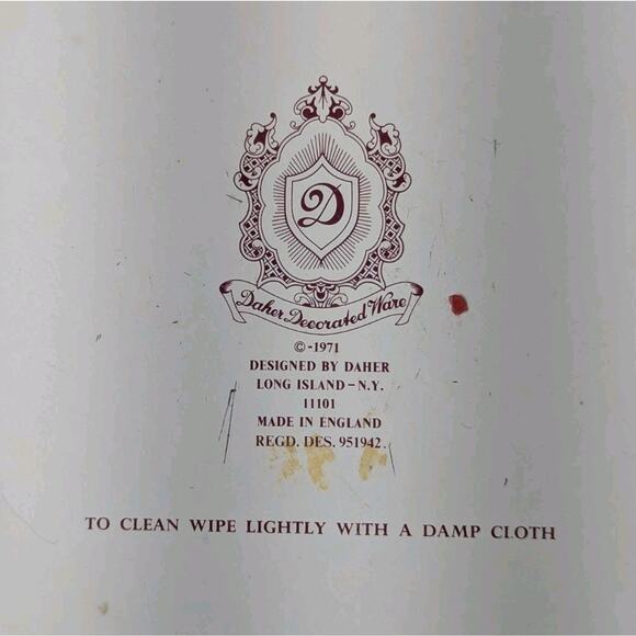 Daher Decorated Ware Tin Bowl Round Floral Orange Yellow Made In England 1971 - Picture 5 of 7